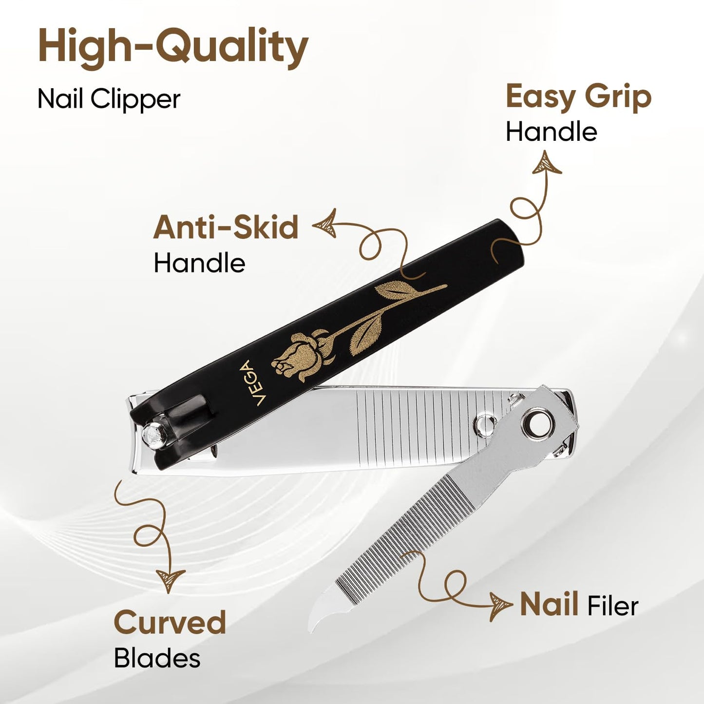 Vega Large Nail Clipper - Black 1 Pcs by Vega Product