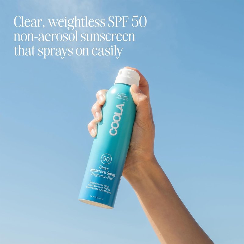 COOLA Organic Sunscreen SPF 50 - Vegan, Gluten-Free Sunblock Spray for Daily Skin Protection | Fragrance-Free