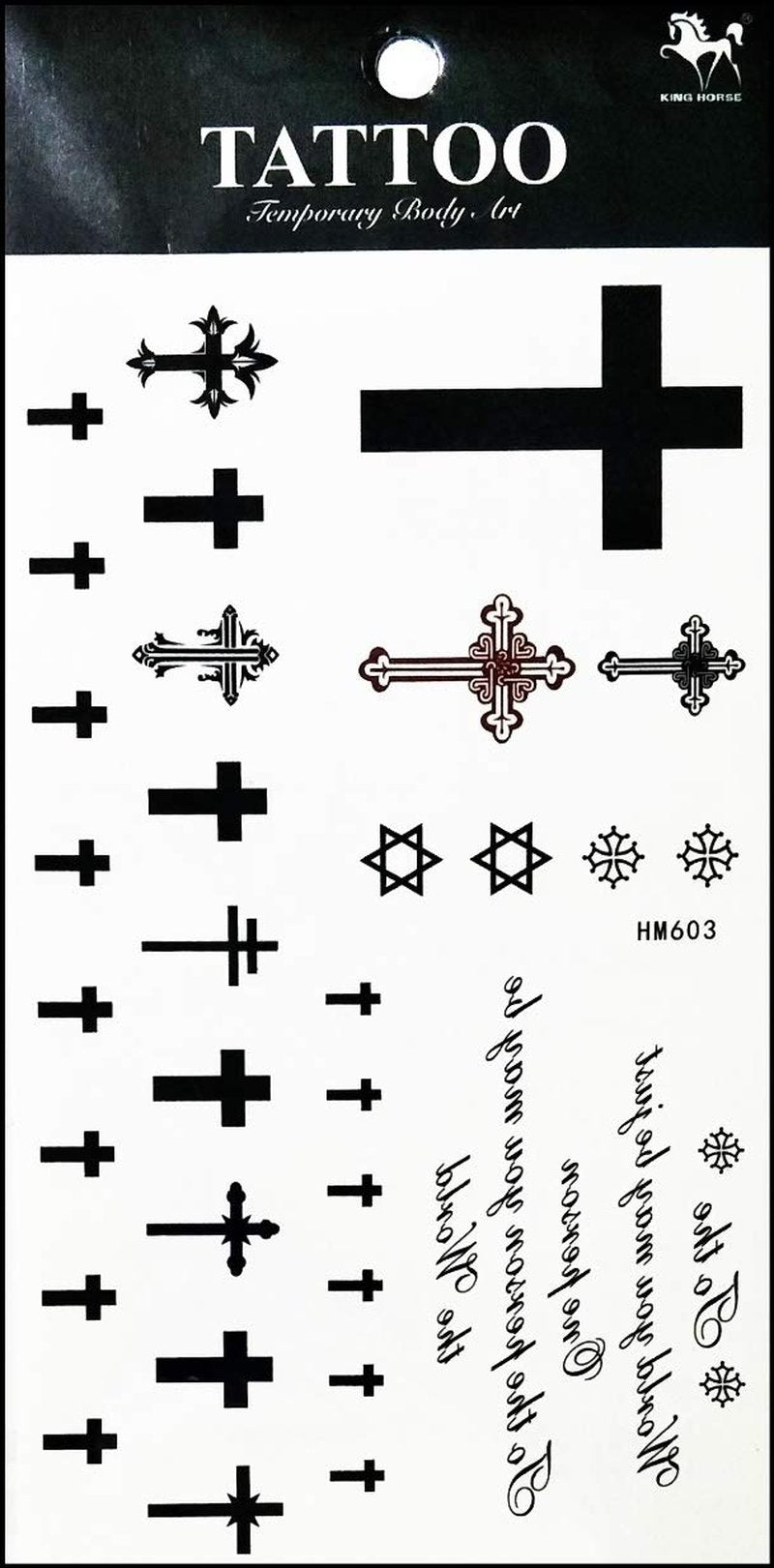 Umama Tattoos 3 Sheets Cross Temporary Tattoo Body Art Tattoo Sticker 3D Waterproof Men Women Realistic tattoos Cross Cartoon Pattern