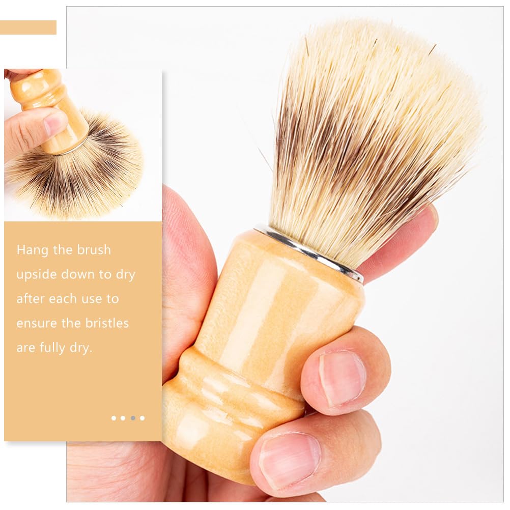 Beaupretty Mens Shaving Brush with Wooden Handle for Beard Grooming and Styling Durable Shave Accessory for Home Travel Salon Use 10-Piece Set