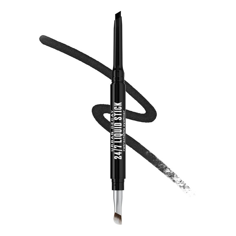 Urban Decay 24/7 Liquid Stick Waterproof Eyeliner - Smudge-Proof, Transfer-Proof, Up to 24HR Wear, Dual-Ended Retractable Gel Liner with Blending Eye Brush - Melted Onyx (deep matte black)