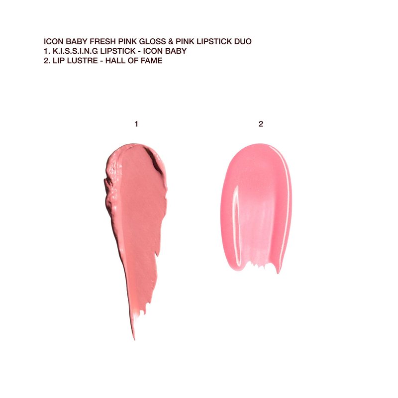 Charlotte Tilbury Icon Baby Lip Duo Kit - Mini K.I.S.S.I.N.G Satin Shimmer Lipstick & Full Size Hall of Fame High Shine Gloss Set - Hydrating Long Lasting Makeup Duo for On-the-Go Glossy Shine