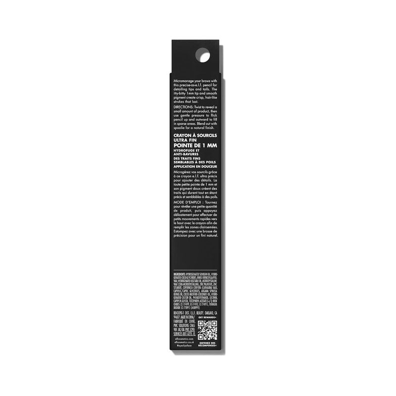 e.l.f. Micro-Fine Brow Pencil - Waterproof Brow Color & Spoolie for Natural Feathered Finish | Vegan, Black