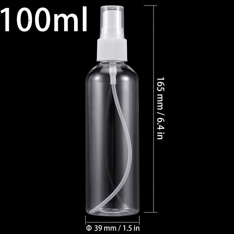 ZEONHAK 50 Pcs 3.5oz / 100ml Clear Plastic Spray Bottles, Empty Spray Bottles with Caps, Fine Mist Travel Bottle, Refillable Liquid Containers, Mini Spray for Hair Spray, Perfumes and Other Liquids