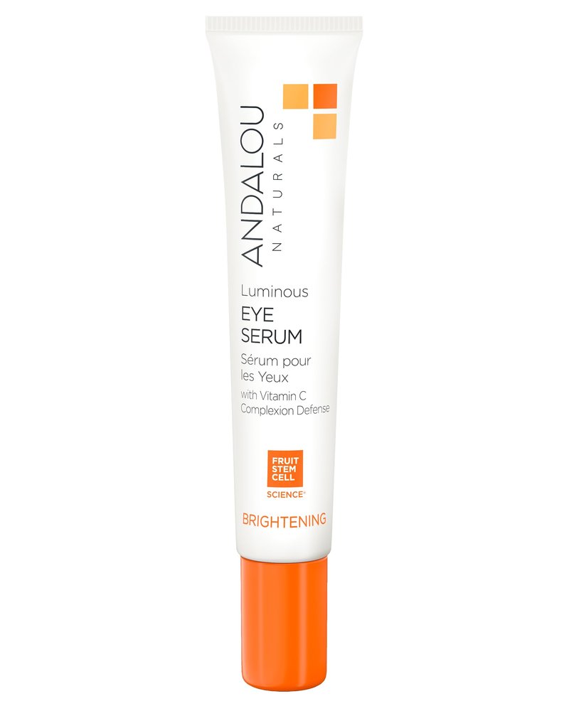 Andalou Naturals Luminous Eye Serum - Illuminating Under Eye Moisturizer for Dark Circles and Puffiness - With Vitamin C & Caffeine for a Rejuvenated, Youthful Appearance - 0.6 Oz