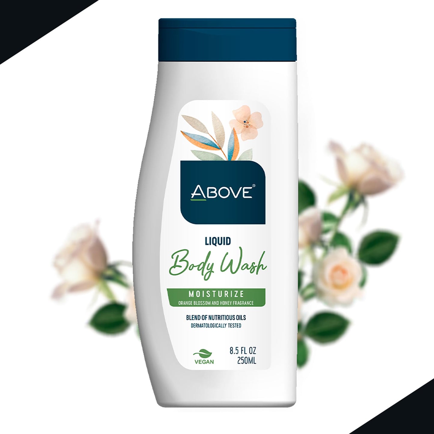 ABOVE Liquid Body Wash Moisturizer, 8.5 oz - Delicate Deep cleansing Skin Care with Creamy Foam - All Natural Body Wash - Suitable for All Skin Types