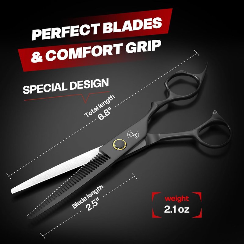 Professional Thinning Shears - Japanese 440C Stainless Steel Hair Cutting Scissors | 6.8 Inch Right-Handed Design for Salon & Home Use