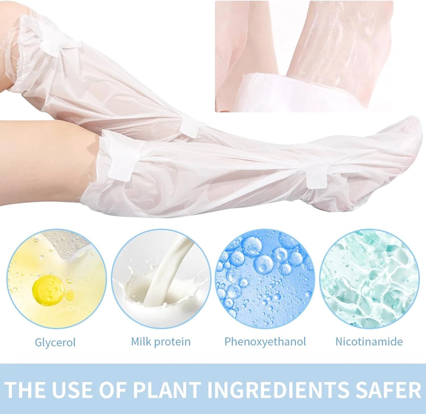 Hydrating Long Leg Feet Mask - 3 Pairs Moisturizing & Exfoliating Treatment for Soft Feet | Peeling Mask for Women