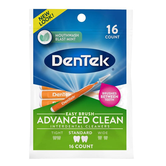 DenTek Easy Brush Interdental Cleaners, Between Teeth Brushes for Plaque Removal, Dental Picks for Oral Care, Mint, 16 Count (Pack of 10)