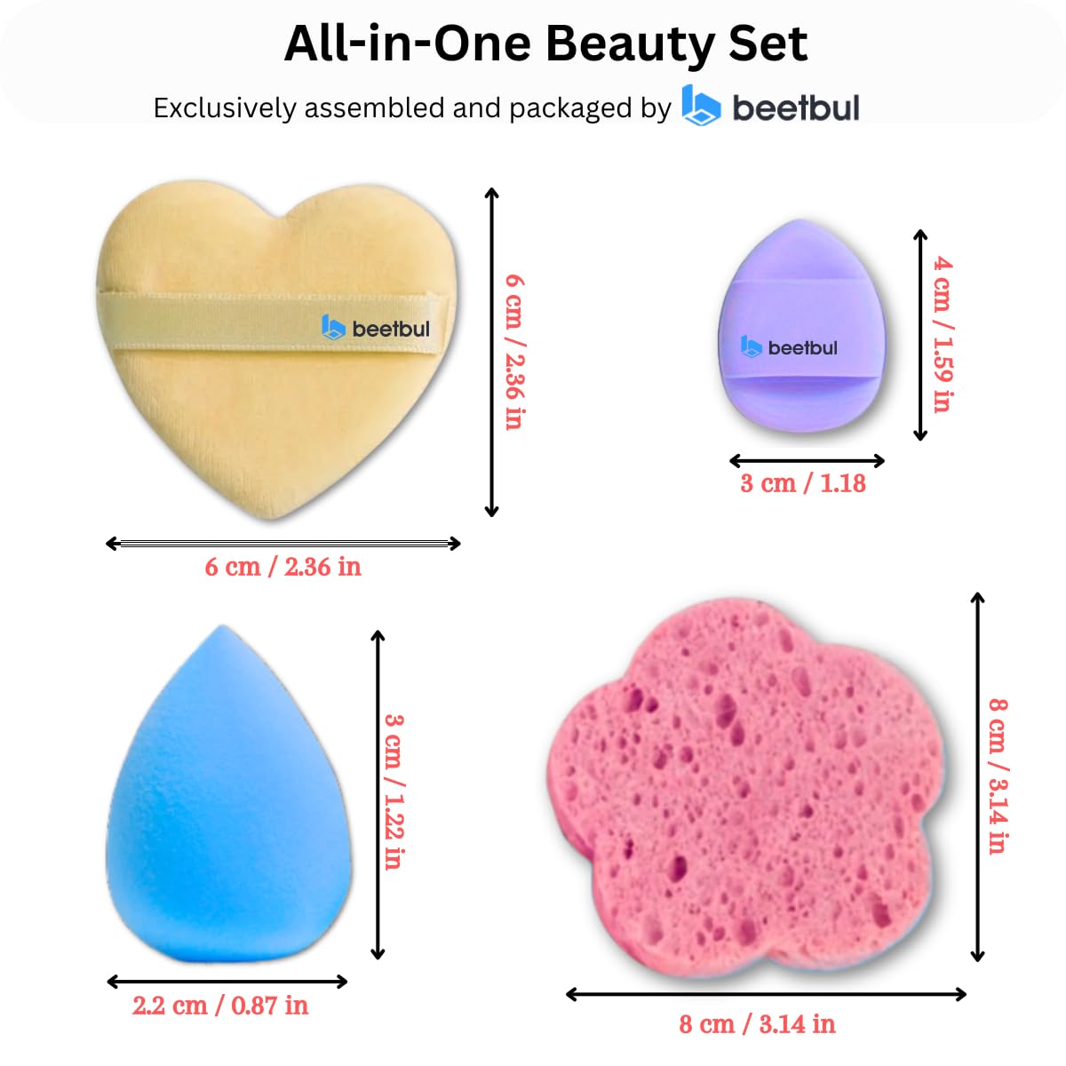 Makeup Kit Bissú Contour Palette + Velvet Puff + 2 Finger Puffs + Makeup Sponge + Exfoliating Sponge (3 Styles) (03 Bronzed to Dark)
