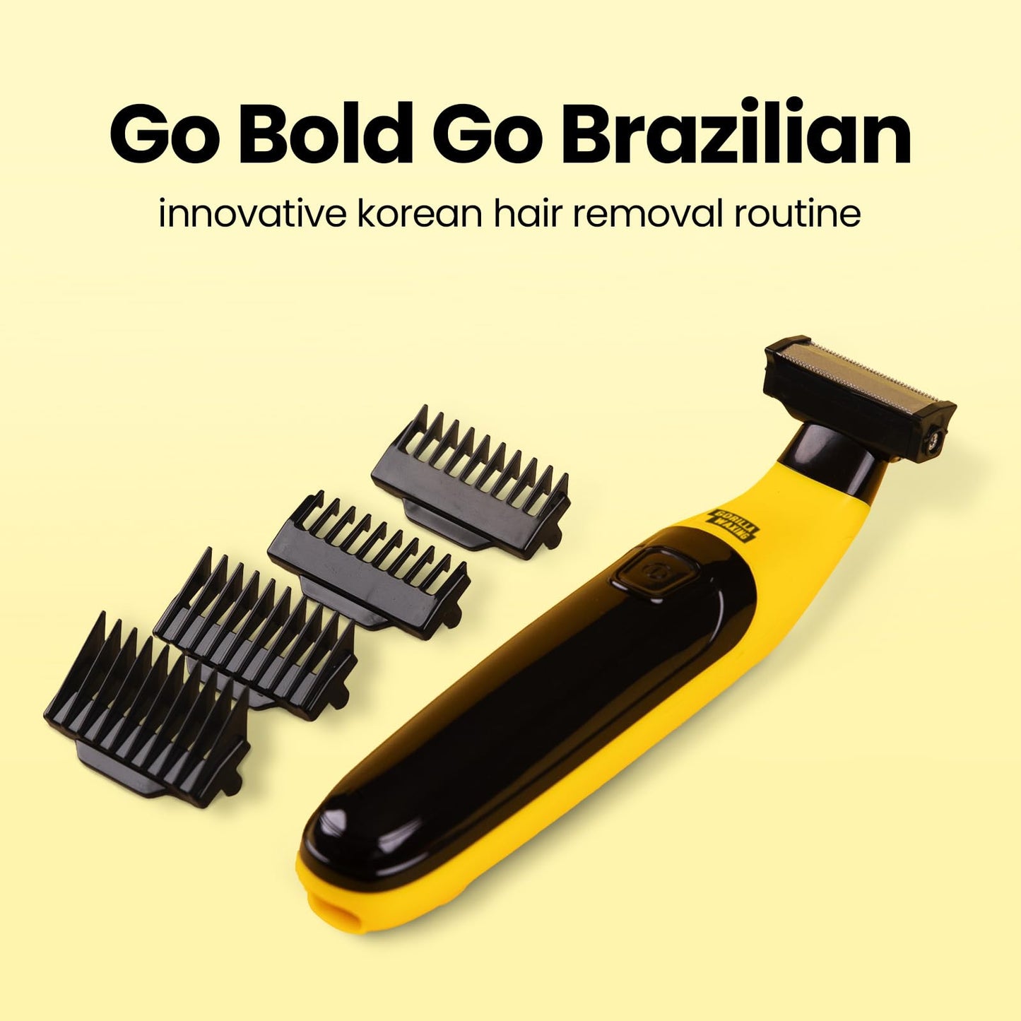 Gorilla Technique Men’s Groin & Body Hair Trimmer – 2-Way Pivot Blade, No-Nick Skin Guard, 4 Trimming Heads, 1–6mm Combs, IPX4 Waterproof, Electric Shaver for Pubic & Ball