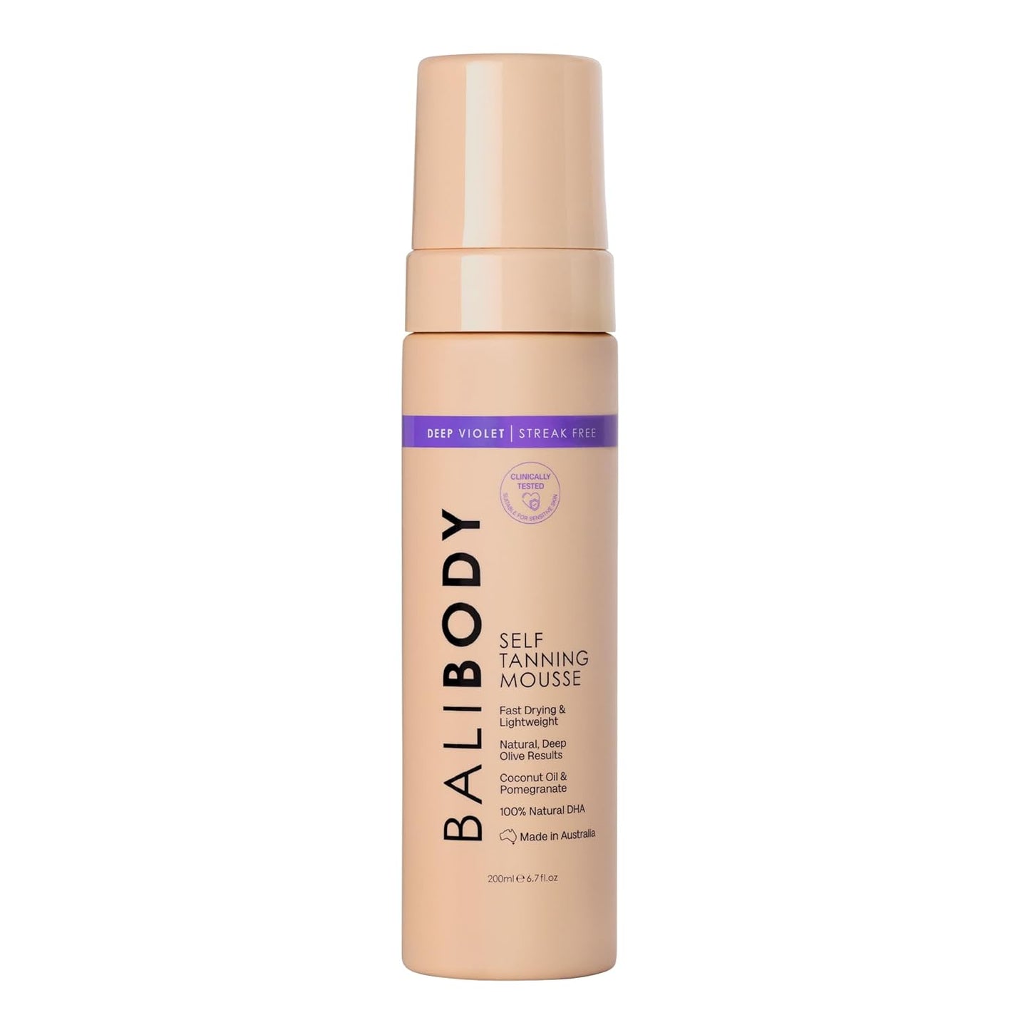 Bali Body Self Tanning Mousse - Deep Violet Formula for Dark Tan | Hydrating & Sensitive Skin - 200ml / 6.7fl oz