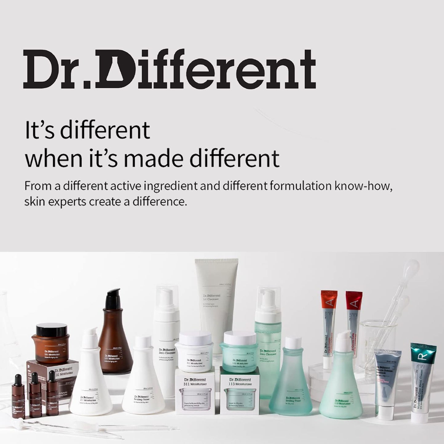 Dr.Different Zero Cleanser for Normal & Dry Skin - Hypoallergenic pH 5.5 Face Bubble Foaming Cleanser with Hyaluronic Acid and Ceramide, Moisturizing and Soothing, 6.76 fl.oz.