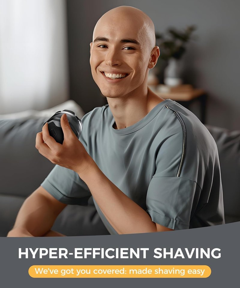 GLLAVA Head Shaver for Bald Men, 10,000 RPM High-Speed Electric Razor, Innovative 6D Magnetic Floating Heads, IPX8 Waterproof Wet/Dry Shaving Kit with LED Display & EVA Travel Case