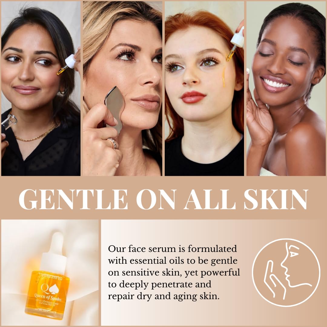 FilterLESS Era Queen of Spades All-in-One Gua Sha Oil & Serum | Jojoba, Squalane & Rosehip Face Oil | Anti-Aging Serum & Moisturizer | Essential Oils for Skin & Gua Sha Facial
