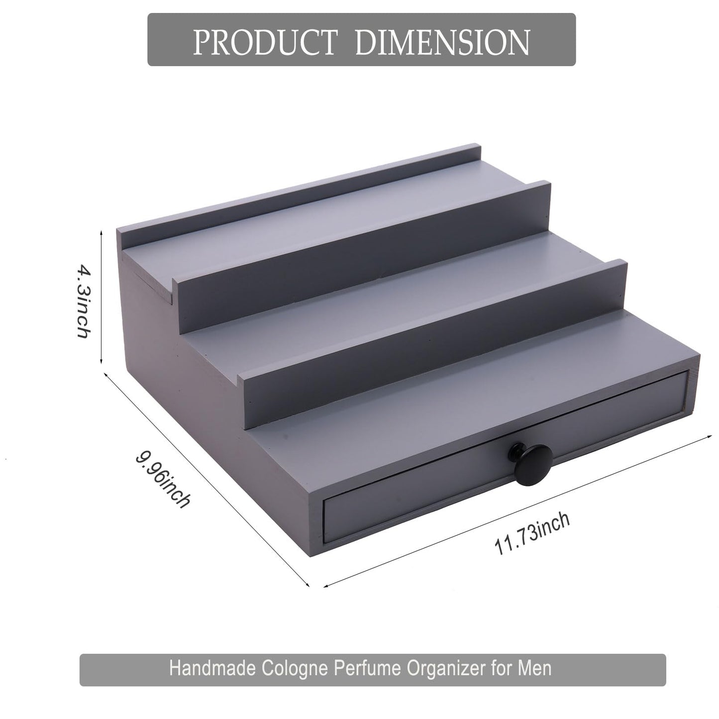 Fengligoo 3 Tier Cologne Organizer for Men - Wooden Cologne Perfume Display Stand with Drawer and Hidden Compartment, Mens Cologne Rack Holder Shelf for Organizing and Storing
