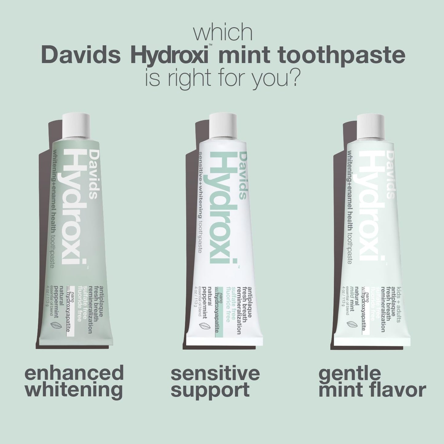 Davids Nano Hydroxyapatite Sensitive Whitening Peppermint 4oz (3 Pack)
