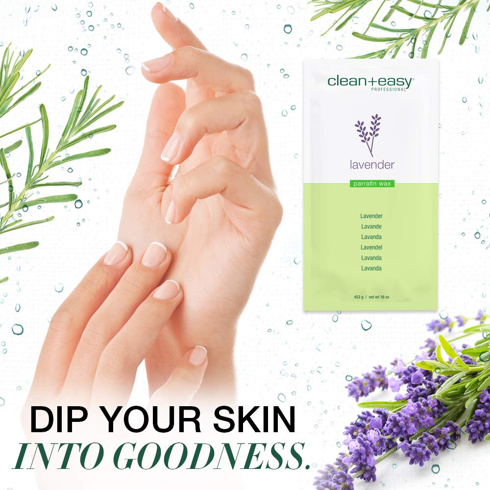 Clean + Easy Calm Lavender Paraffin Wax, Deeply Hydrating Moisturizing for Hand and Feet, Spa-Grade Treatment for Dry Skin, 475 ml