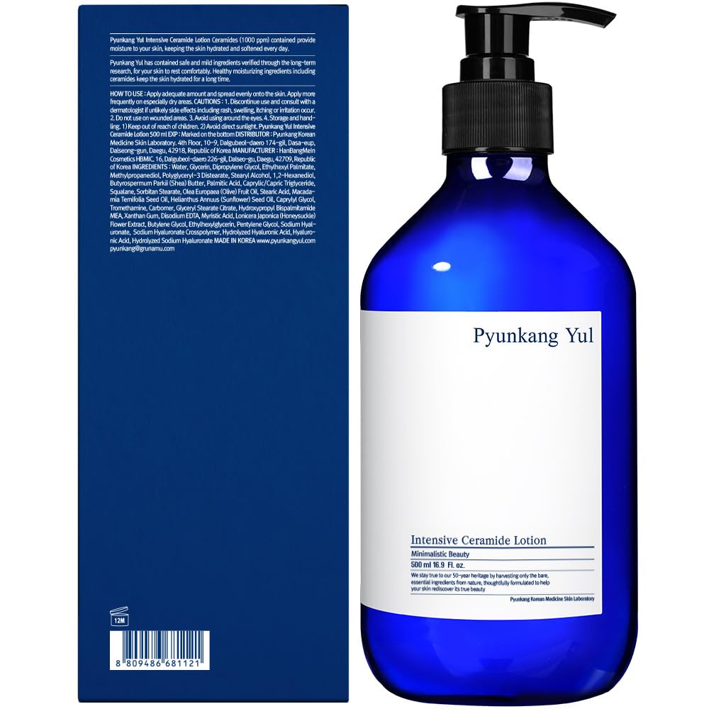 Pyunkang Yul PKY Intensive Ceramide Body Lotion, Non-Greasy, Minimal Ingredients, Zero-Irritation, Korean Skincare, 500ml, 16.9 Fl.Oz