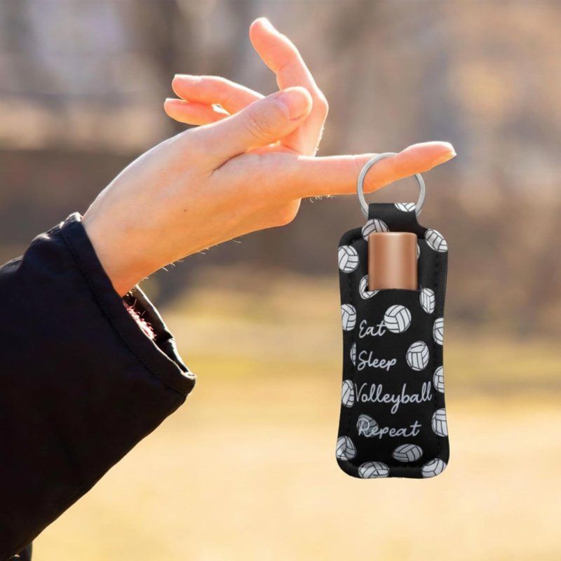 Lipstick Holder Keychain - 18 Pcs Bulk Lip Balm Gloss Holders for Women | Volleyball Design
