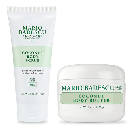 Mario Badescu Bundle Coconut Body Butter & Coconut Body Scrub for All Skin Types | Moisturizes and Softens for Smooth Radiant Skin formulated with Shea Butter, Niacinamide & Salicylic Acid