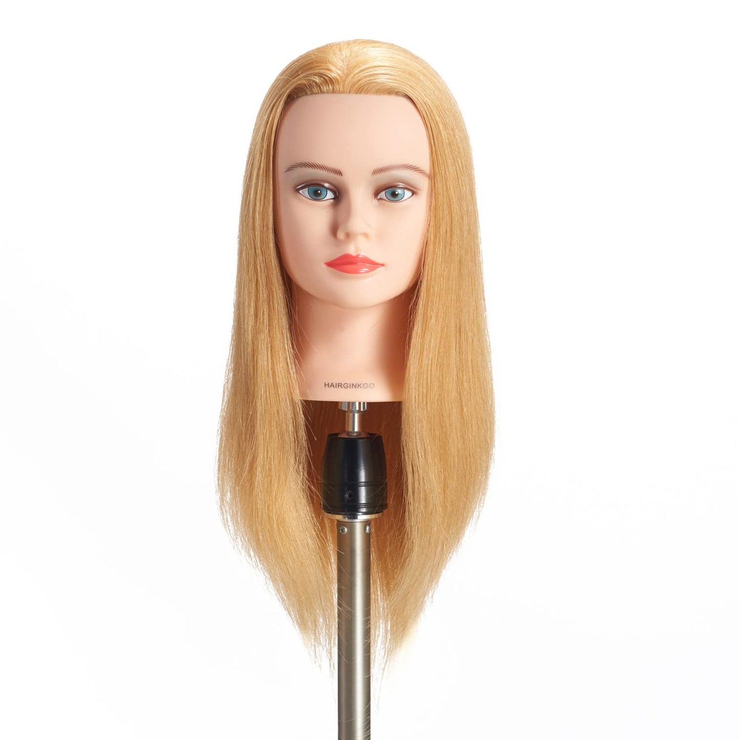 Mannequin Head 20"-22" 100% Human Hair Manikin Head Hairdresser Training Head Cosmetology Doll Head for Styling Dye Cutting Braiding Practice with Clamp Stand (91812W2714)