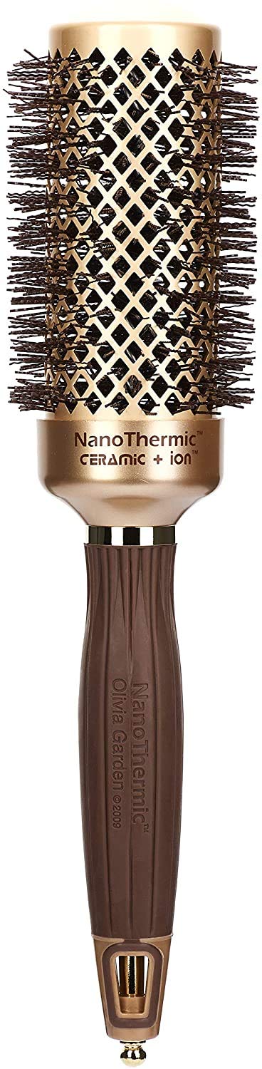 Olivia Garden NanoThermic Ceramic + Ion Round Thermal Hair Brush - Not Electrical - Professional Blowout Brush for Normal to Thick Hair, NT-44 1 3/4"