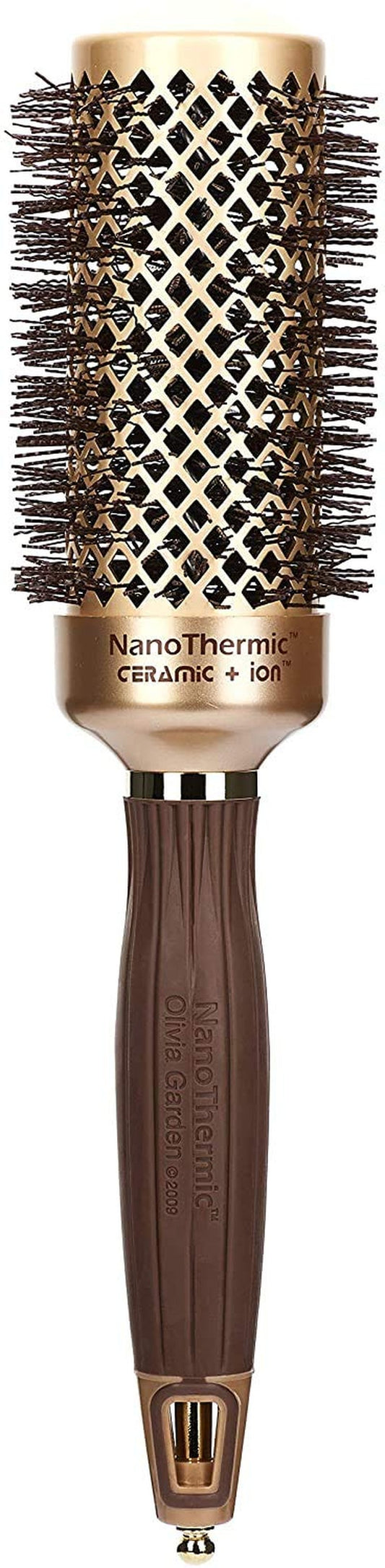 Olivia Garden NanoThermic Ceramic + Ion Round Thermal Hair Brush - Not Electrical - Professional Blowout Brush for Normal to Thick Hair, NT-44 1 3/4"