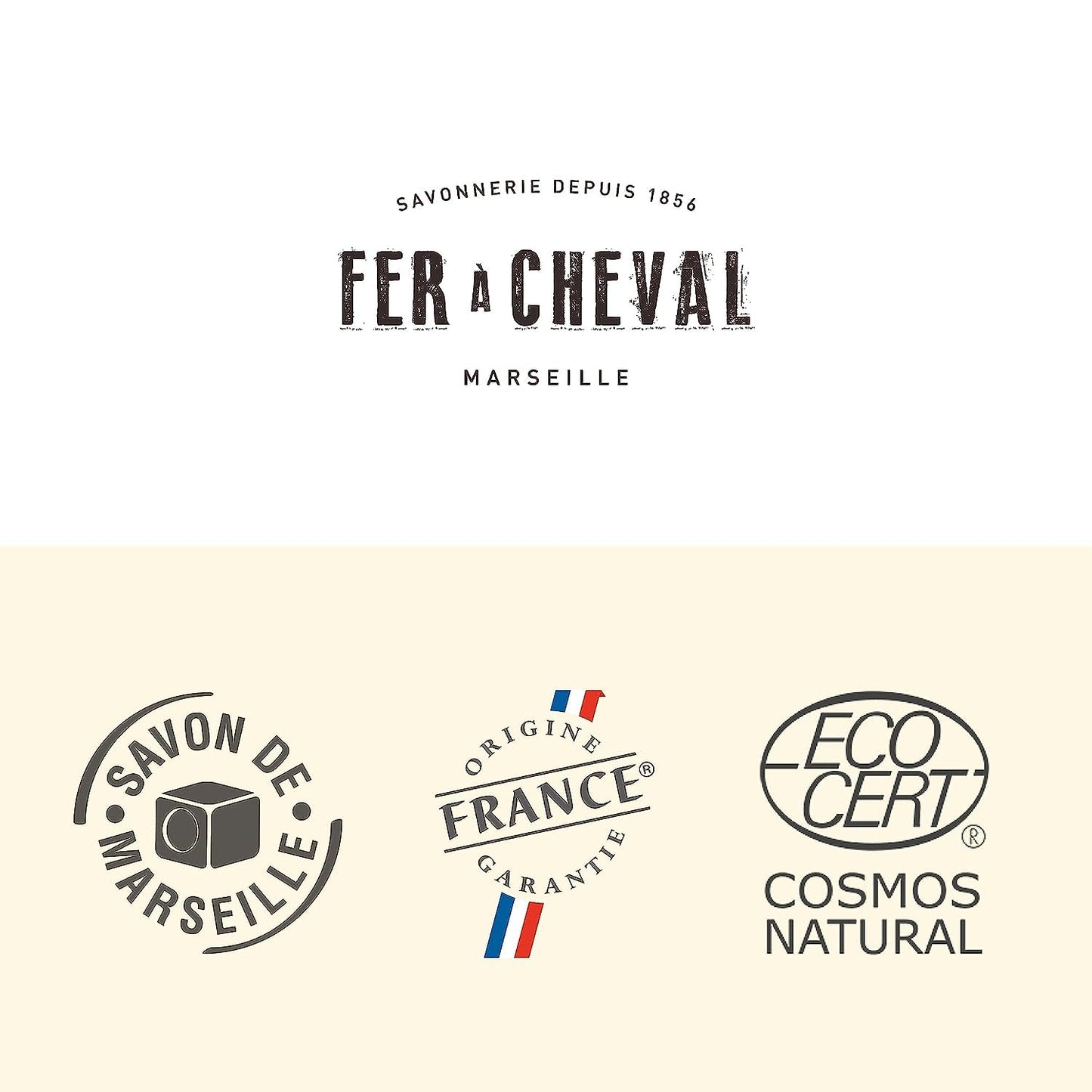 Fer à Cheval Olive Oil Soap Cube - Traditional French Artisan Soap, Palm Oil Free | 300g/10.58oz (2 Pack)