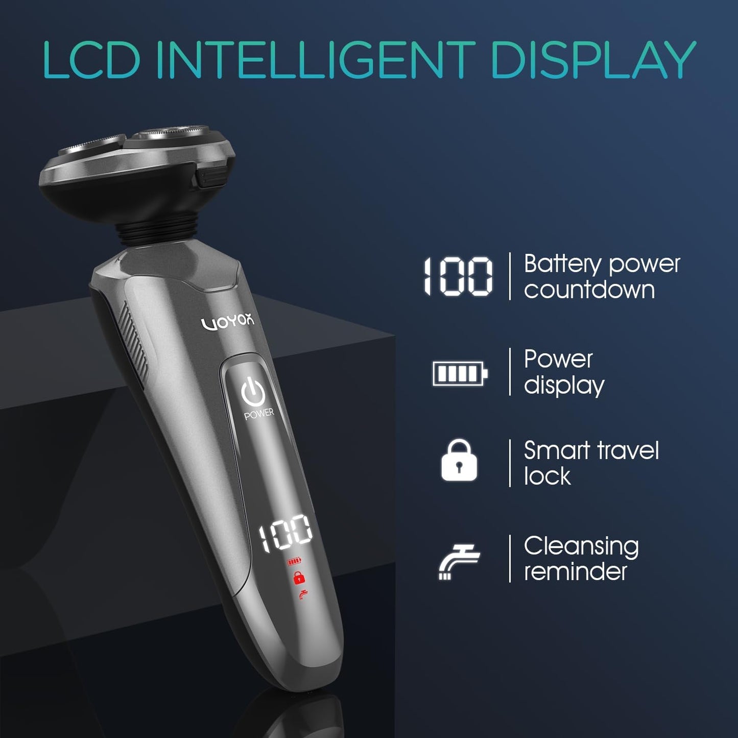 VOYOR Electric Razor for Men - Cordless Waterproof Shaver for Face, Sideburns & Nose Hair | Rechargeable, Grey