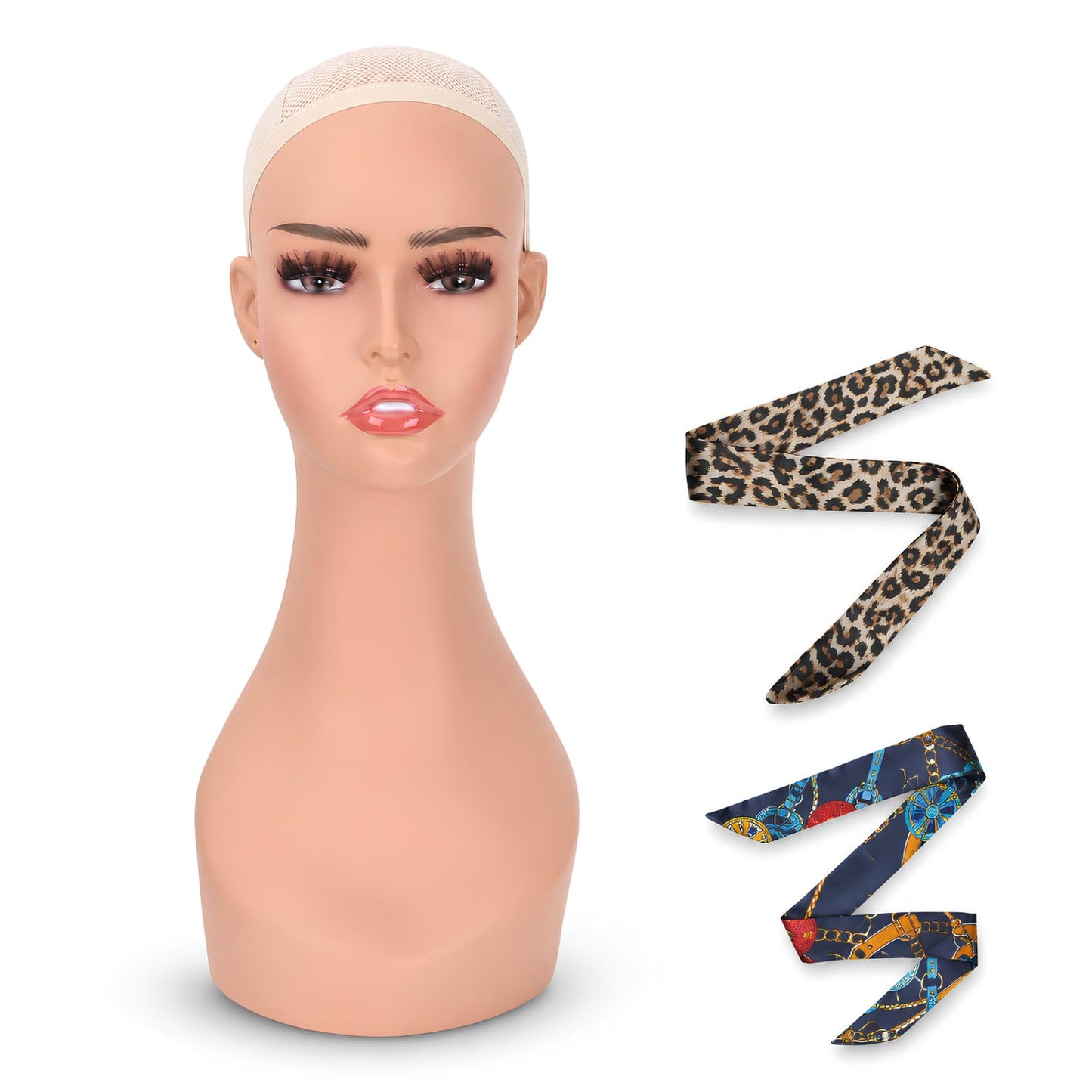 lightmay Female Life size Mannequin Wig Head with Shouolder for Wigs, Hats, Sunglasses Jewelry Display (color of skin, 17 inch)