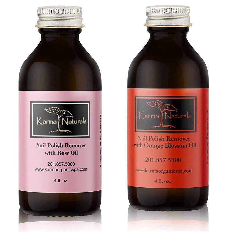 Organic Nail Polish Remover Bundle - Natural Rose Oil & Orange Blossom Scent | 4 Fl Oz Each