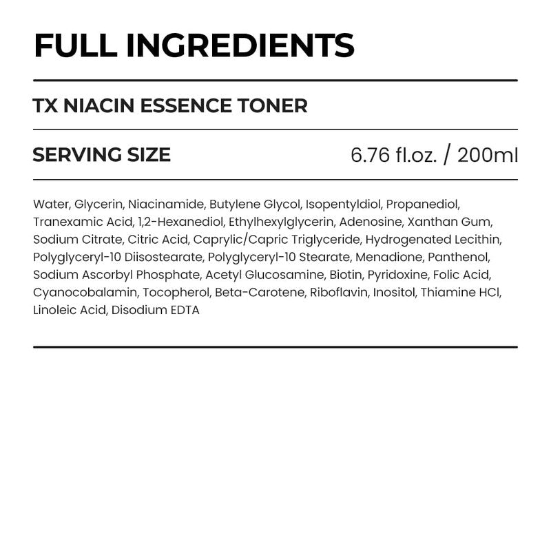 [SKIN&LAB] TX Niacin Essence Toner, 3% TXA+ 5% Niacinamide, Dark Spot Care Hydrating Facial Toner, Dark Spot Korean Skincare, lightweight, watery texture, Silicone Free, 6.76 fl. oz.