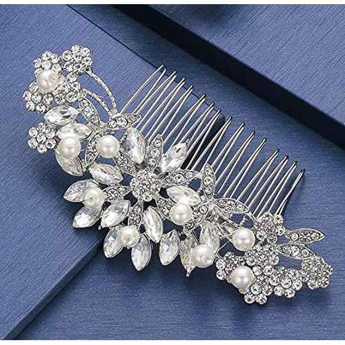 Crystal Wedding Hair Comb Bridal Hair Comb Pearl Wedding Headpiece Silver Hair Accessories