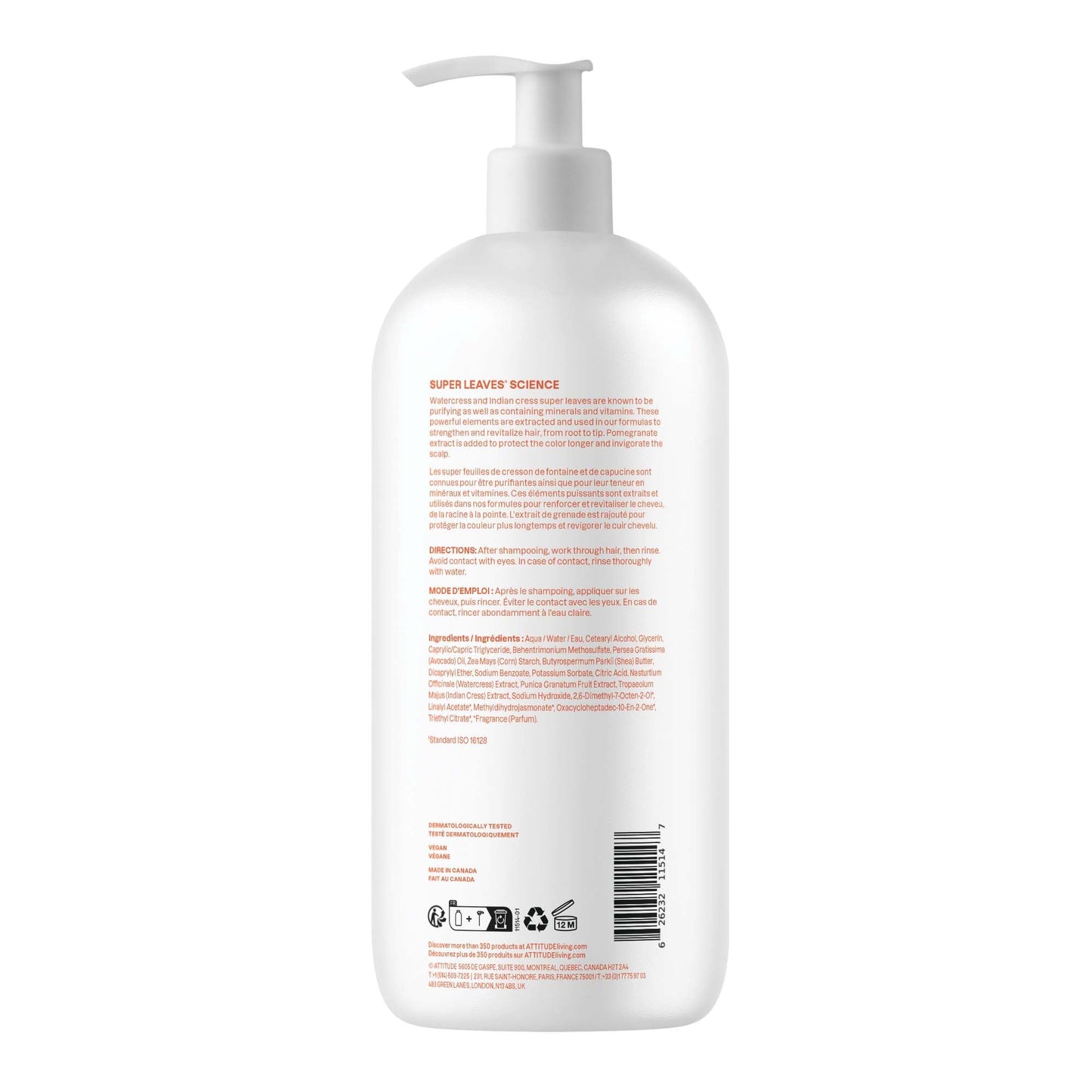 ATTITUDE Colorlast Hair Conditioner, For Color Treated Hair, Protects Color, Naturally Derived Ingredients, Vegan Detangler, Dermatologically Tested, Avocado Oil and Pomegranate, 32 Fl Oz