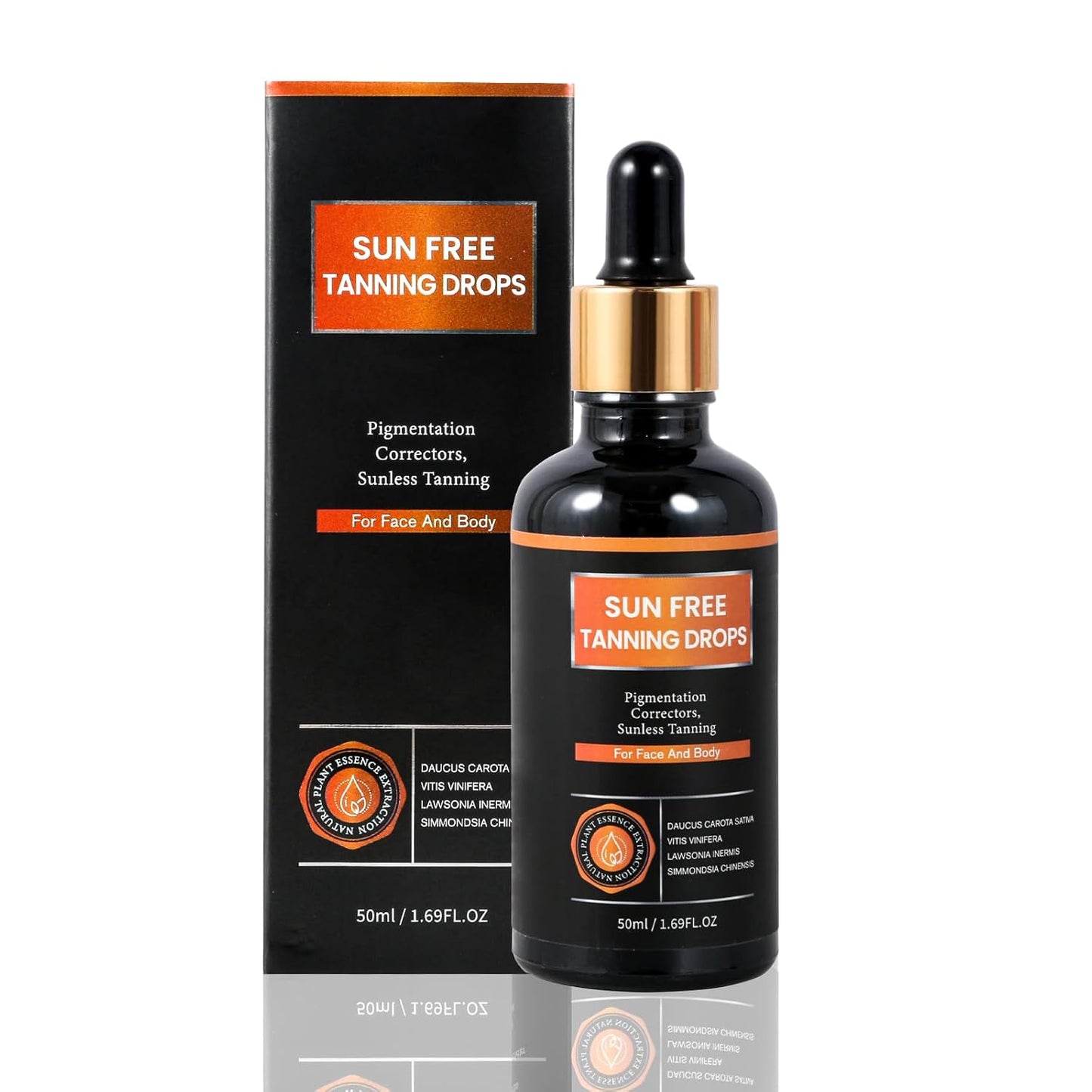 Self Tanning Drops - Plant Extract Formula for Customized Skin Tone | Natural Color, 7%-8% DHA, Moisturizing Bronzing Drops for Face & Body