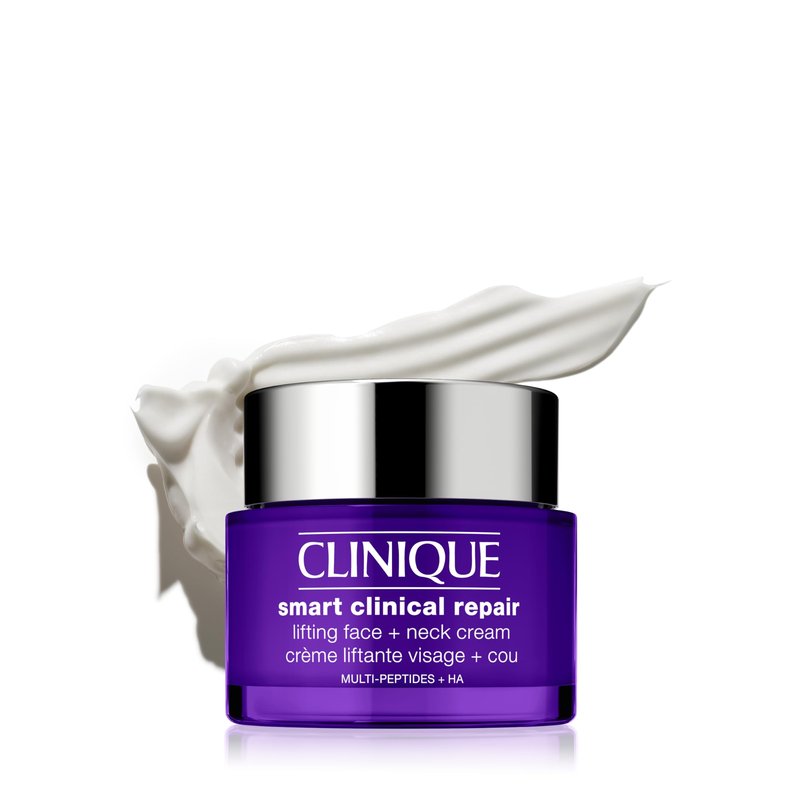 Clinique Smart Clinical Repair Anti Aging Lifting Face + Neck Cream with Peptides + Hyaluronic Acid For All Skin Types | Hydrating, 2.5 Fl Oz