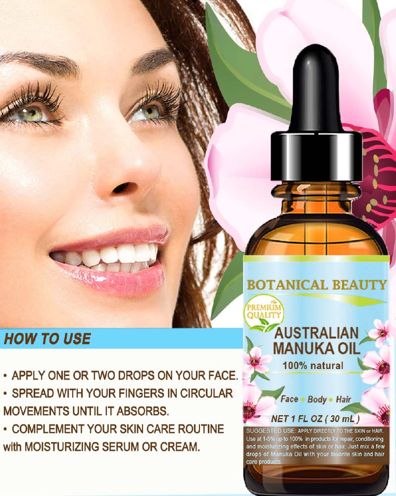Botanical Beauty MANUKA OIL WILD GROWTH RAW 100% Natural VIRGIN UNREFINED Cold Pressed Carrier Oil. for Skin, Face, Hair, Lip and Nail Care Anti-Aging (1 Fl Oz 30 ml)