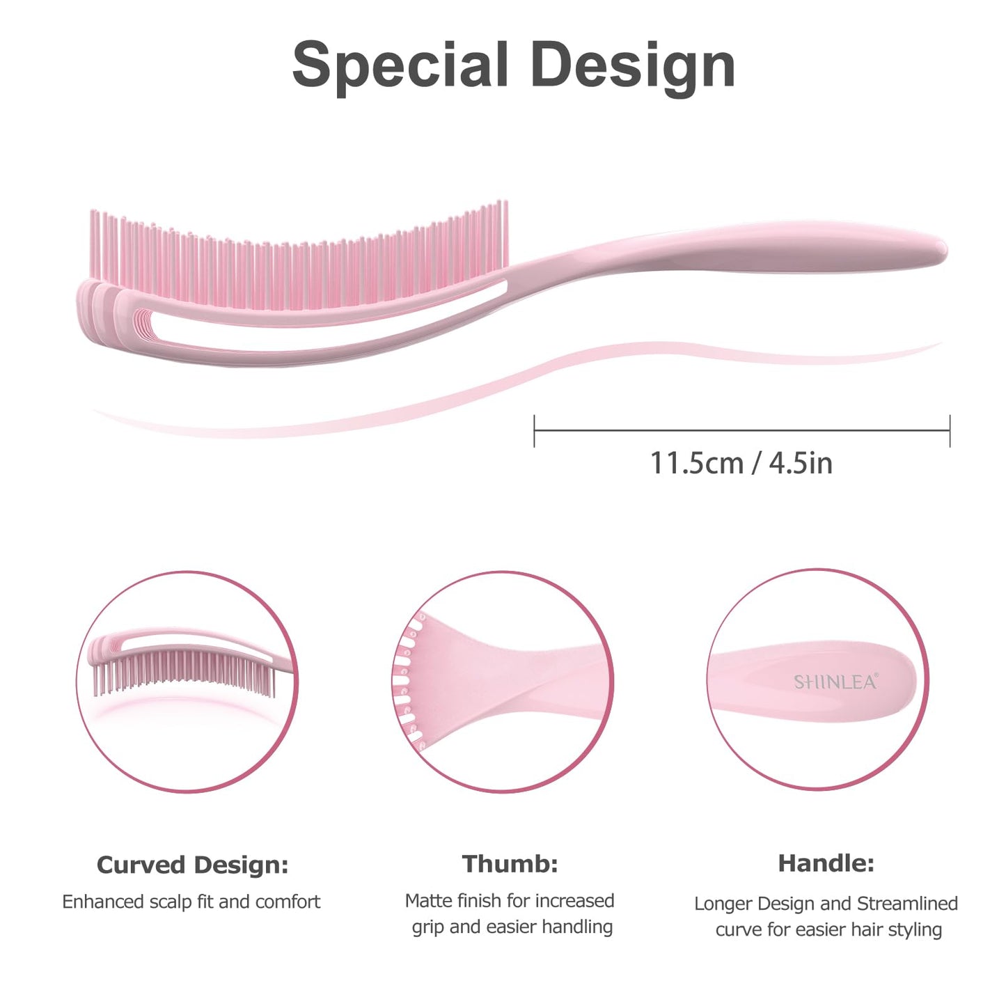 SHINLEA Detangler Brush for Curly Hair, Hairbrush for Wet Dry Thick Thin, Easily Brushes Through Curl Hair and Reduces Breakage