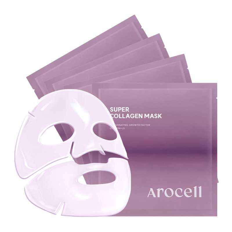 AROCELL Super Collagen Overnight Hydrogel Mask with Retinol, Stem Cell & Pure Atelo Collagen | Firming, Lifting, Plumping, Long-Lasting Glow | Korean Glass Skin Care | 43g x 4