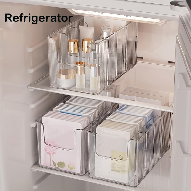 Acrylic Makeup Organizer - Extra Thick 2 Pack with Removable Dividers | Waterproof Storage for Cosmetics & Sheet Masks