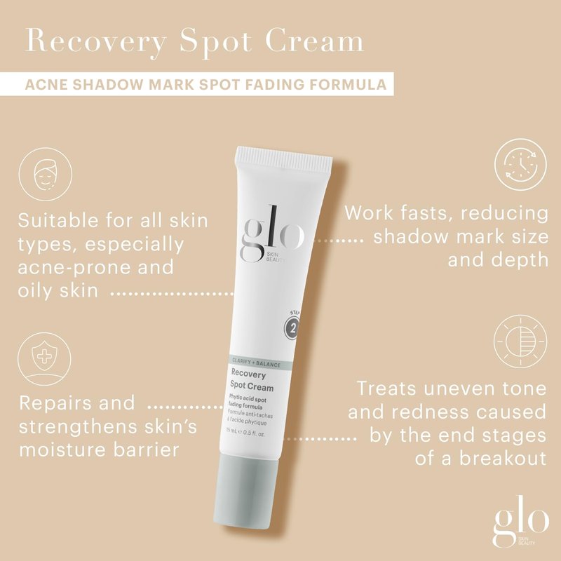 Glo Skin Beauty Recovery Spot Cream - Acne Treatment for Redness, Uneven Tone & Scarring | 0.5 oz