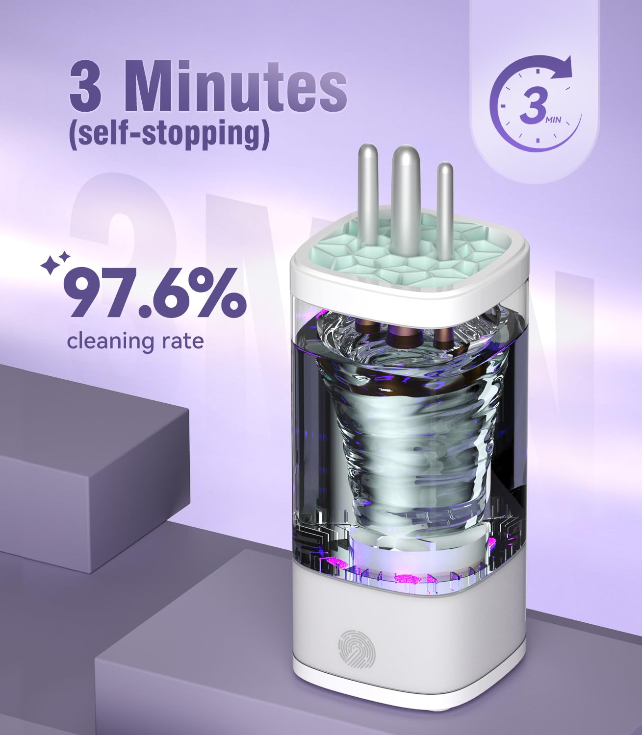 MSDQQTIY Electric Makeup Brush Cleaner - 9000 RPM Makeup Brush Cleaning Machine (Blue)