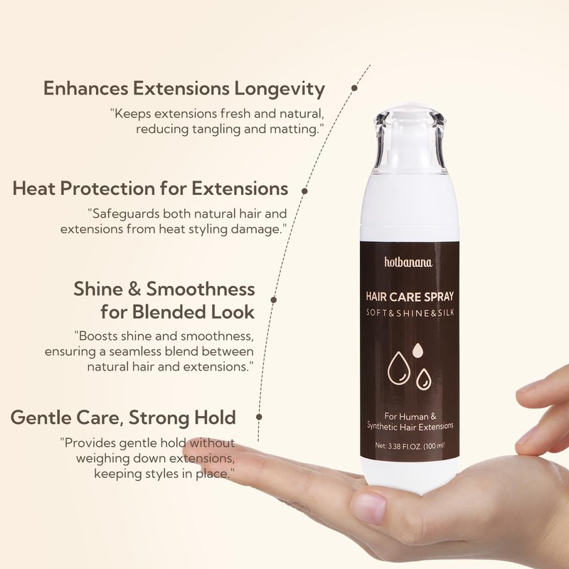 hotbanana Leave-in Conditioner Spray, Anti-Frizz Conditioning Hair Detangling Spray for All Hair Types Detangler Leave in Conditioner Heat Protectant for Curly, Dry & Damaged hair 3.38Oz