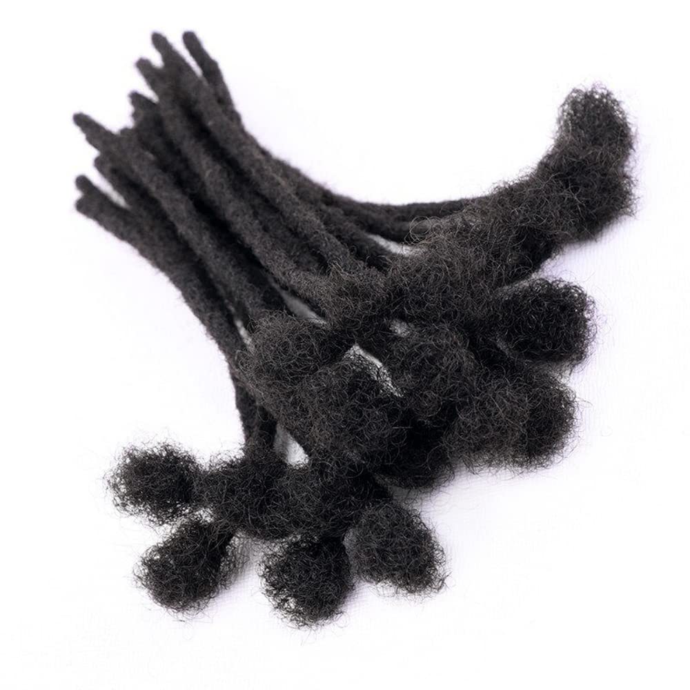 Human Hair Dreadlock Extensions - 0.6cm Thickness, 4 Inch, 60 Strands, Full Handmade, Natural Black | Dye & Bleach Friendly
