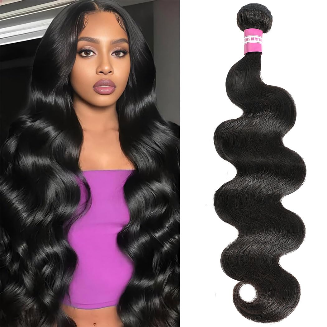 Human Hair Bundles 22 Inch Body Wave Bundles Human Hair 100% Unprocessed 12A Brazilian Raw Virgin Hair Single One Bundle Real Human Hair Extensions Natural Color