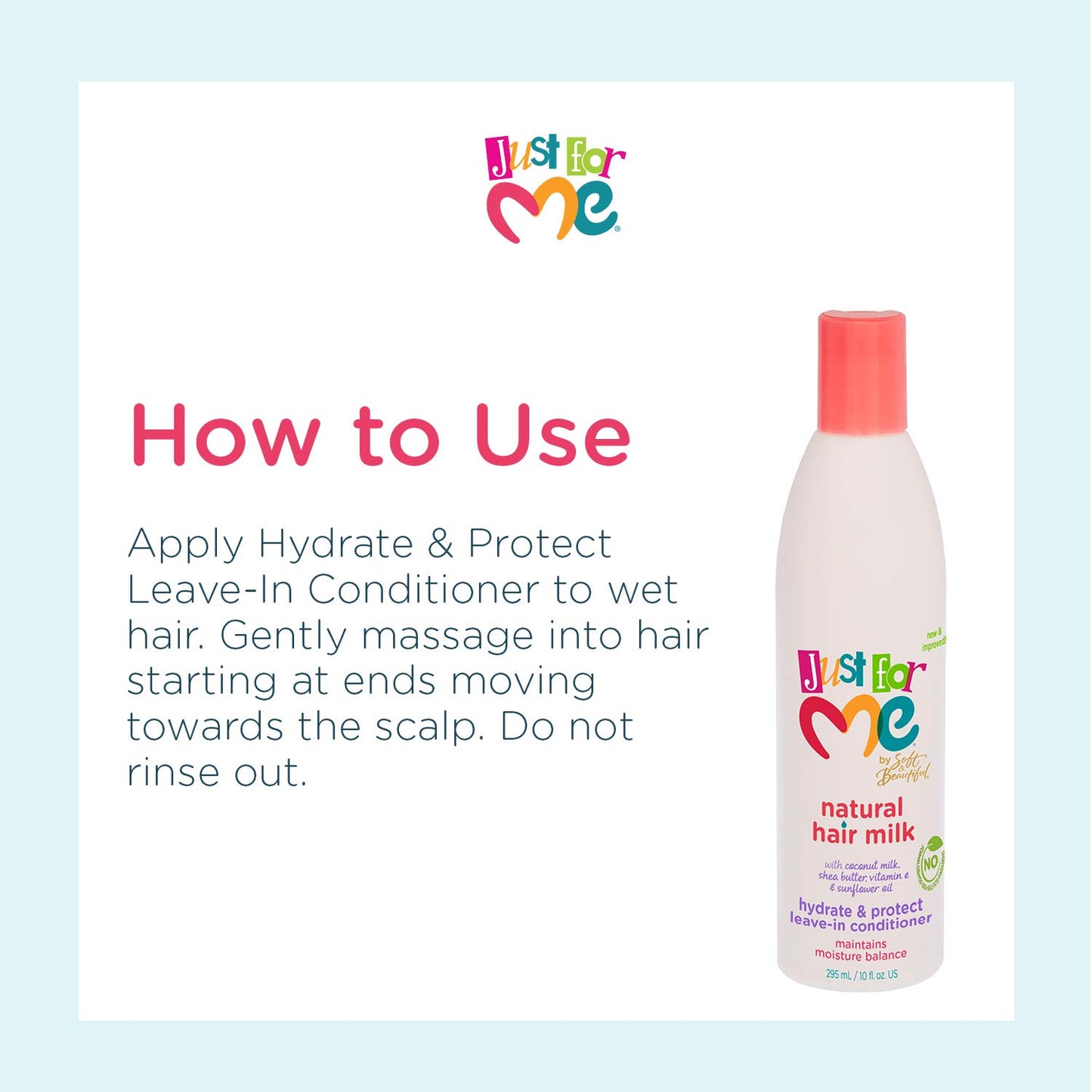 Just For Me Natural Hair Milk Hydrate & Protect Leave-In Conditioner, Maintains Moisture Balance, With Coconut Milk, Shea Butter, Vitamin E & Sunflower Oil, 10 Ounce (3 Pack)