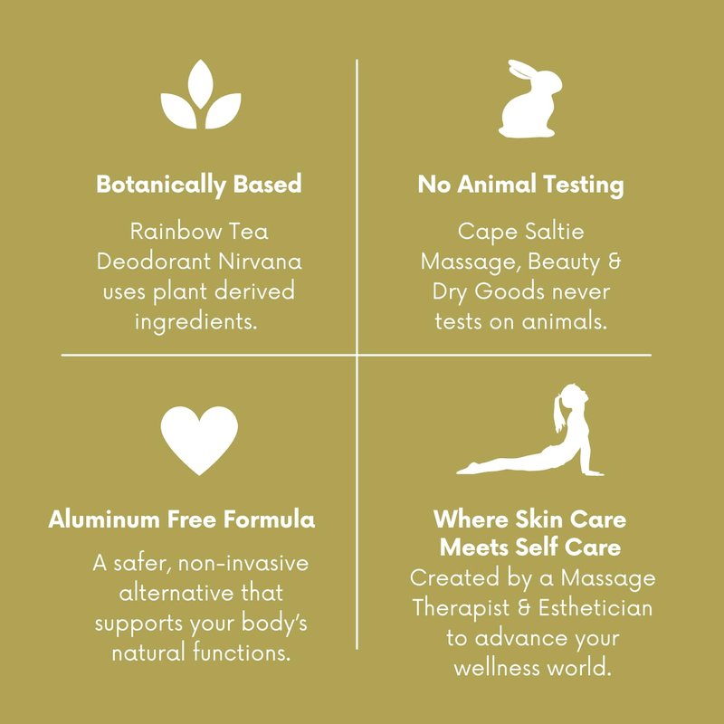 Cape Saltie · Massage Beauty Aluminum-Free, Natural Deodorant Nirvana in "Rainbow Tea" — Gummy Fruit Scent (2.54 oz) | Deodorant for Women | Solid Skincare Stick | Gifts for Women