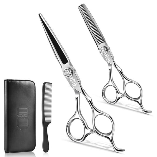 CIICII Professional Hair Cutting Scissors Shears Kit, 440C 6.7 Inch Barber Haircut Scissors Set (Hair Beard Trimming Haircutting Thinning Shears) for Hairdressing Stylist Hairdresser Salon Home