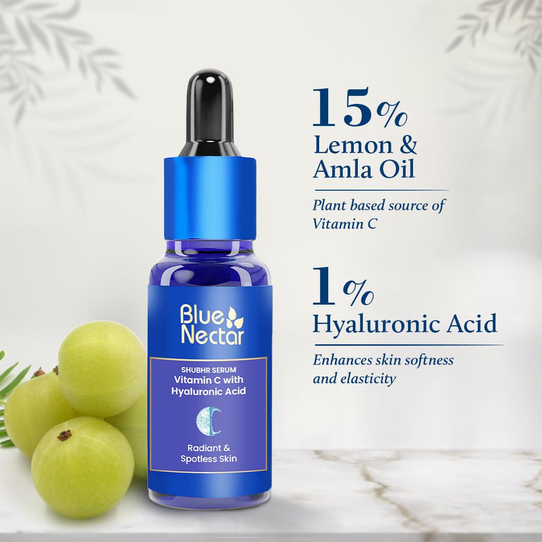 Blue Nectar Shubhr Steam Rose Toner Water & Face Mist (3.4 fl Oz) and Vitamin C Face Serum with Natural Hyaluronic Acid Serum (1 Fl Oz)